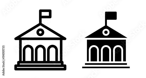 Government Icons. black and white vector illustration set.