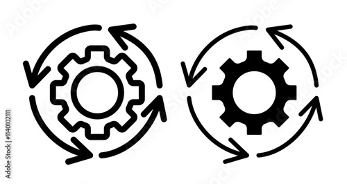 Implementation Icons. black and white vector illustration set.