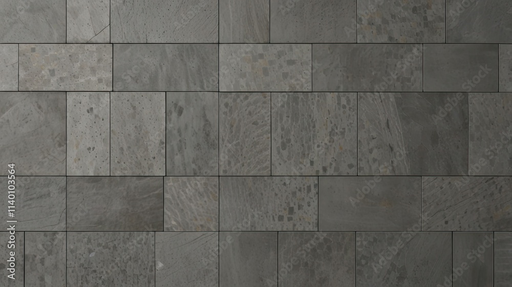 Naklejka premium Gray wall tiles exhibit a diverse range of textures and patterns creating an interesting visual effect that enhances modern interior spaces