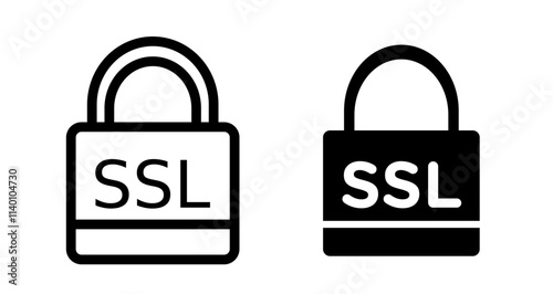 SSL Icons. black and white vector illustration set.