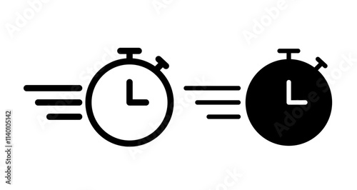 Timer Icons. black and white vector illustration set.