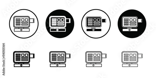 POS system icon Thin line flat illustration