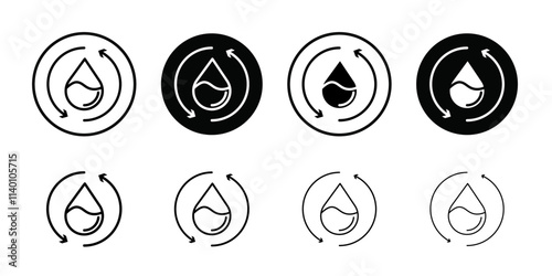 Recycle water icon Thin line flat illustration