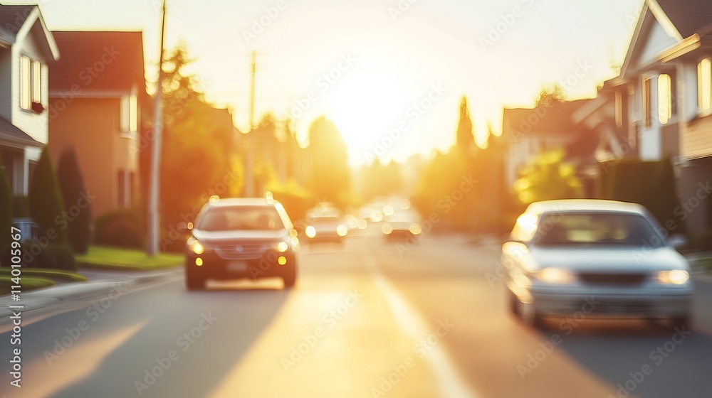 Fototapeta premium Vibrant Summer Cars Under the Golden Sunlight