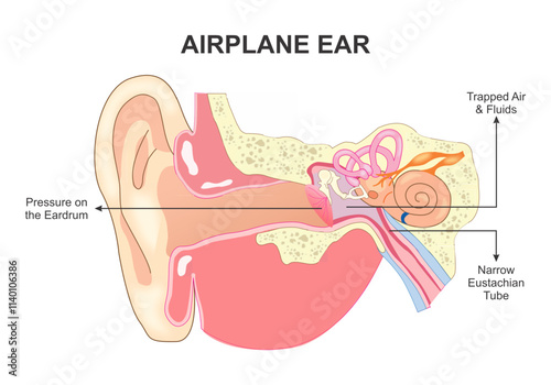 Airplane Ear Anatomy Illustration Ear Barotrauma