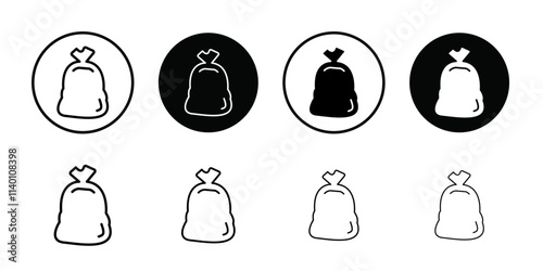 Trash bag icon Thin line flat illustration