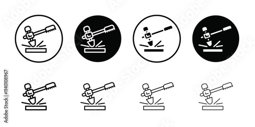 Welding chipping hammer icon Thin line flat illustration