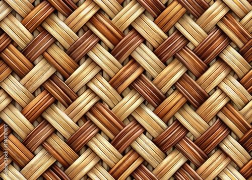 A subtly textured, beige-brown basketweave background; seamless braided pattern. photo