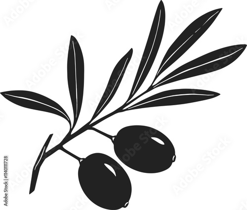 Simple black and white olive branch illustration