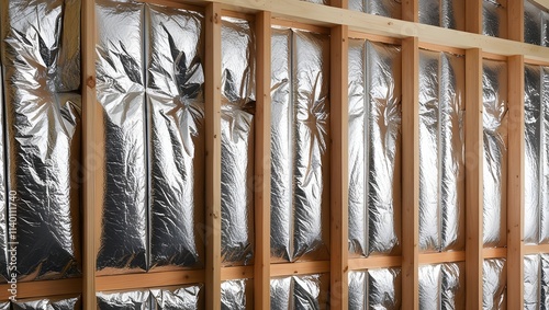 DIY foil insulation project with precision cuts for wall installation