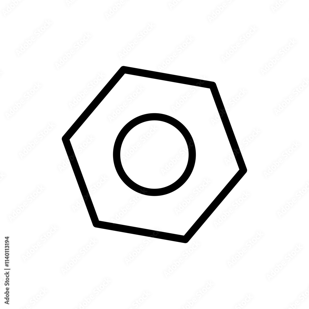 bolt nut icon, line vector isolated on white background. trendy and modern design bolt nut icon, line vector isolated on white background. trendy and modern design