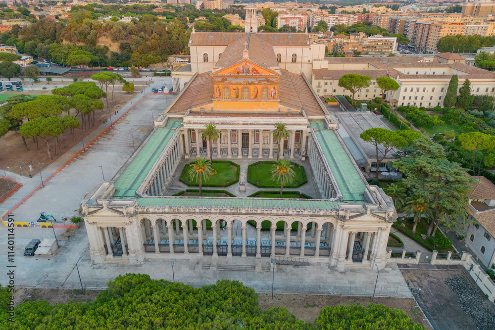 Aerial view of the Basilica of St. Paul in Rome