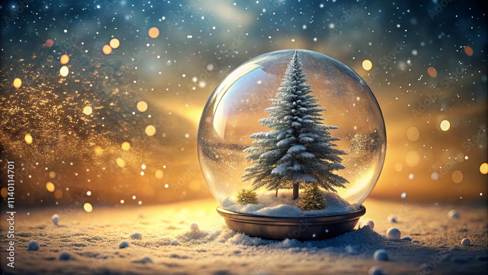 Winter Wonderland Scene Snow Globe with a Snowy Evergreen Tree on a Snowy Surface at Sunset Winter Wonderland Scene Snow Globe with a Snowy Evergreen Tree on a Snowy Surface at Sunset