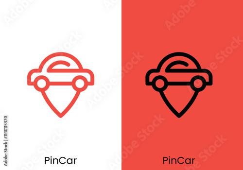 simple pin and car logo. online transportation symbol design vector