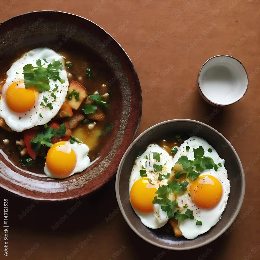 fried eggs and bacon