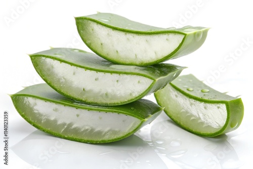 Wallpaper Mural Fresh aloe vera slices with juicy gel texture, isolated on white cutout background Torontodigital.ca