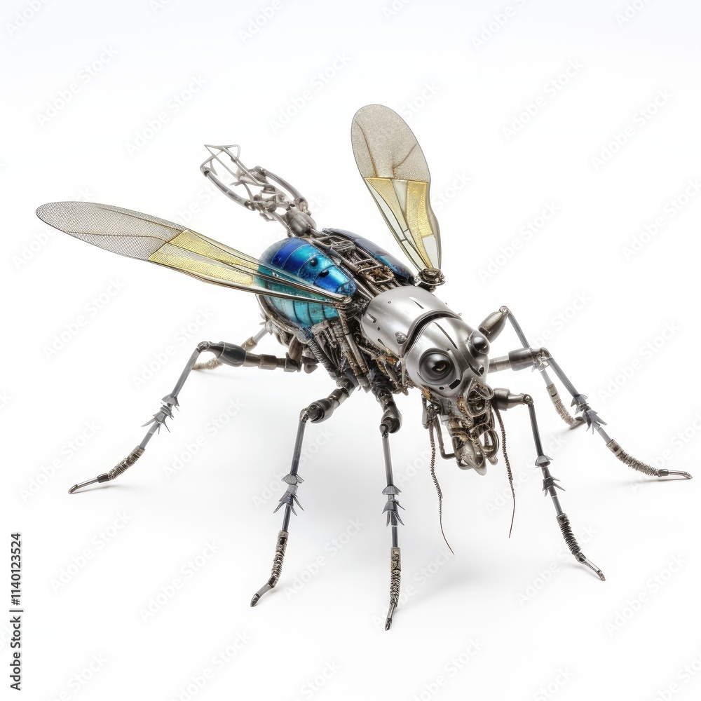 Fototapeta premium Unique mechanical insect showcases intricate robotics and artistic design in modern craftsmanship
