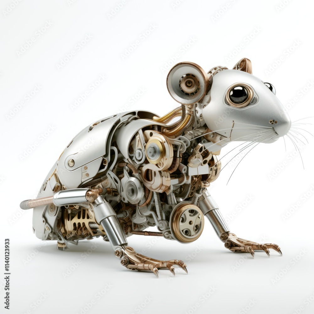 Unique mechanical toy robot resembling a rat showcasing intricate design and advanced mechanics