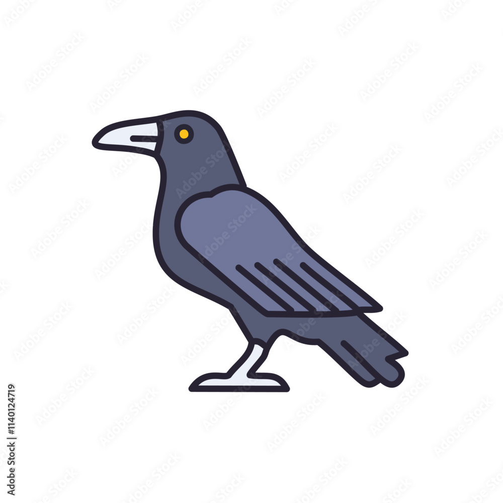 Fototapeta premium Raven bird icon. Sleek raven illustration, symbolizing mystery and intelligence. A dark bird graphic.