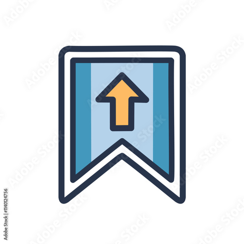 Free Download Upgrade progress icon. Blue upward arrow banner.  Symbolizes growth, advancement, and positive progress. - GFXLoad