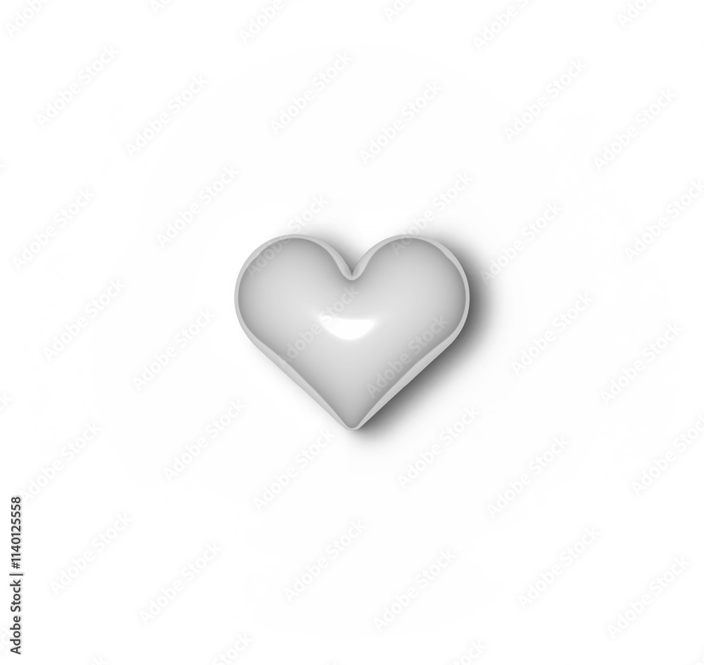 Glossy shiny white heart with shadow isolated on transparent background. 3D realistic illustration heart for Valentine's Day, the day of love. Glossy shiny white heart with shadow isolated on transparent background. 3D realistic illustration heart for Valentine's Day, the day of love.