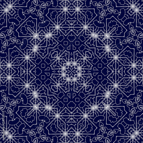 Christmas seamless pattern. Christmas background blue. Snowflake pattern. Happy New Year