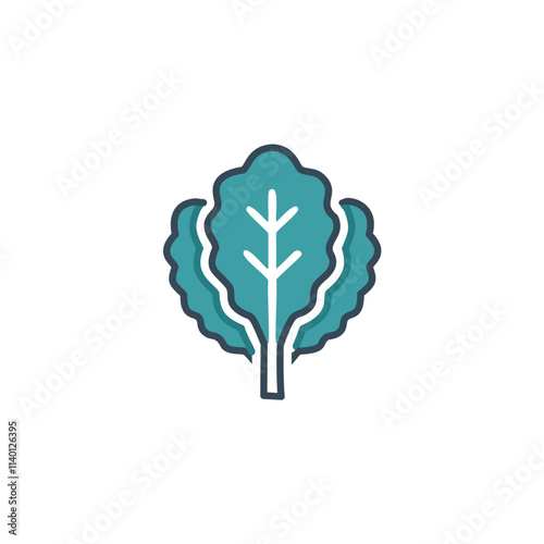 Fresh green leafy vegetable. Healthy plant icon, symbolizes growth, nature, and vitality. Perfect for eco-friendly brands.