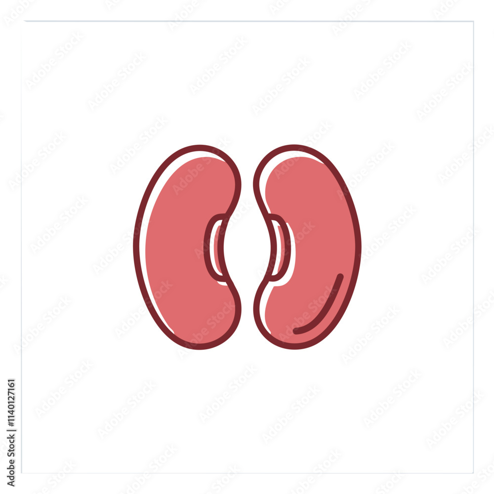 Kidney health icon. Pair of kidneys; symbolizes health, vitality, and internal wellness. Essential organs. Kidney health icon. Pair of kidneys; symbolizes health, vitality, and internal wellness. Essential organs.