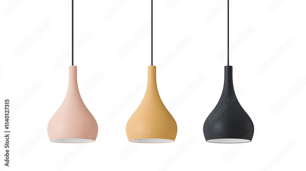 Modern pendant lamp hanging, isolated on a white background