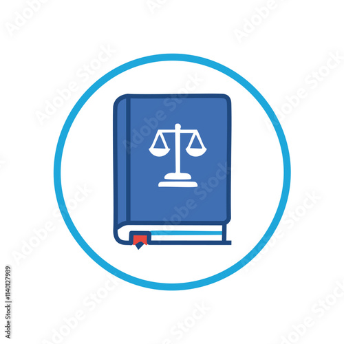 Law book justice symbol. Legal guide, fairness concept.  Represents balance and justice.