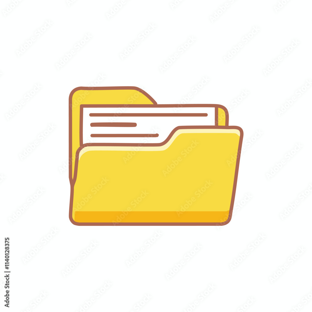 Yellow file documents storage. Organized data, secure archiving, efficient records management.  Represents safety and order.