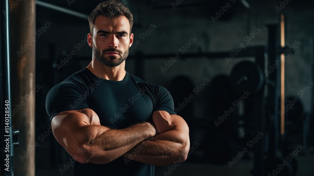 Muscular Man in Gym Muscular Man in Gym