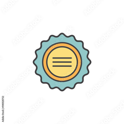 Quality seal badge icon. Circular emblem signifying approval, quality, or guarantee.  Represents trust and reliability.