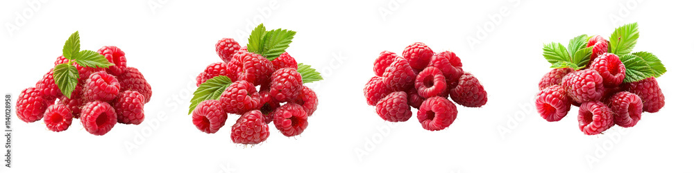PNG Fresh Raspberries with Green Leaves Isolated on White Background - High-Quality Fruit Clipart for Design Projects PNG Fresh Raspberries with Green Leaves Isolated on White Background - High-Quality Fruit Clipart for Design Projects