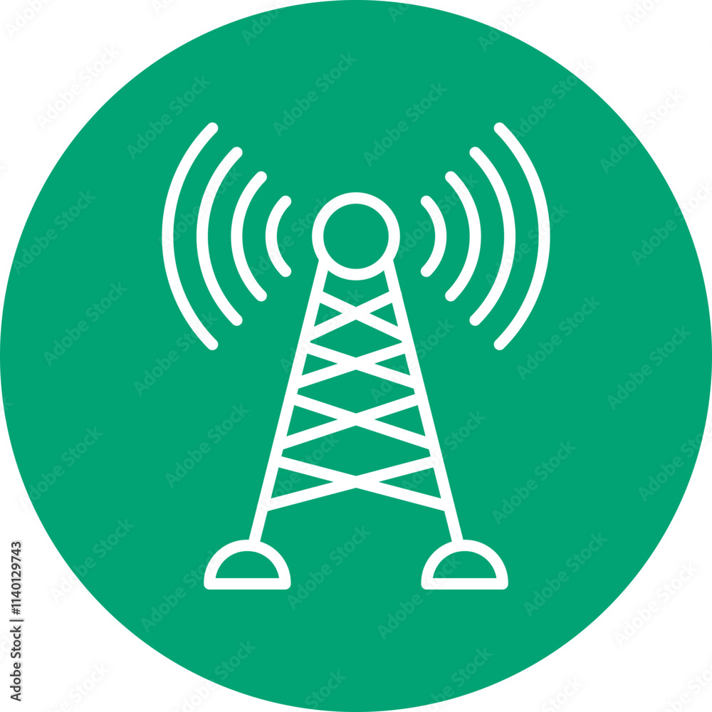 Wireless Tower line circle icon Wireless Tower line circle icon