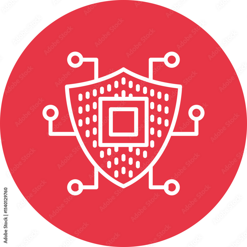 Cybersecurity Shield line circle icon Cybersecurity Shield line circle icon