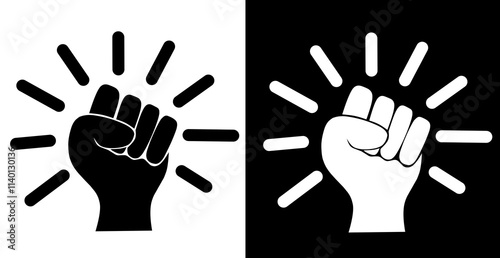 clenched fist illustration - symbol of victory, strength, power and solidarity flat vector icon for apps and websites isolated white background