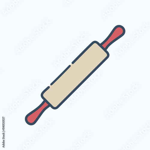 Rolling pin bakery tool. Wooden rolling pin for baking, pastry, and dough preparation.  Crafting culinary delights.