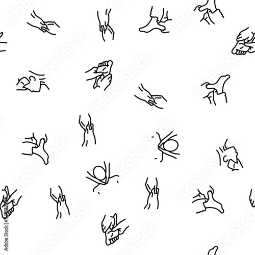 massage therapy relaxation vector seamless pattern thin line illustration