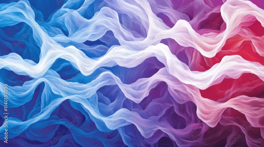 Obraz premium Abstract Representation of Quantum Entanglement with Flowing Waves in Blue and Purple Tones