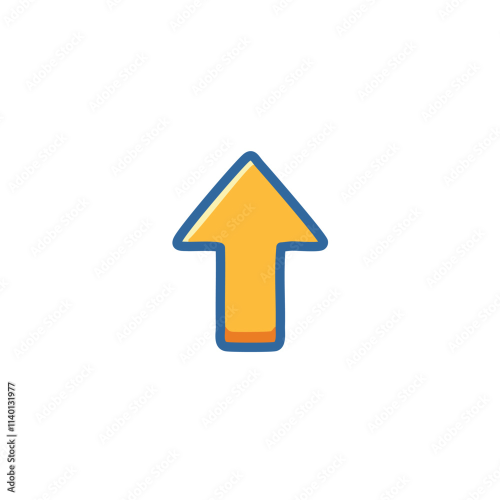 Up arrow icon. Yellow upward pointing arrow; symbolizes growth, progress, and elevation. Simple design. Up arrow icon. Yellow upward pointing arrow; symbolizes growth, progress, and elevation. Simple design.