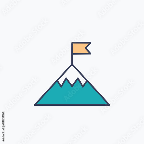 Peak success icon. Reaching the summit, achieving victory,  symbolizing ambition and triumph.