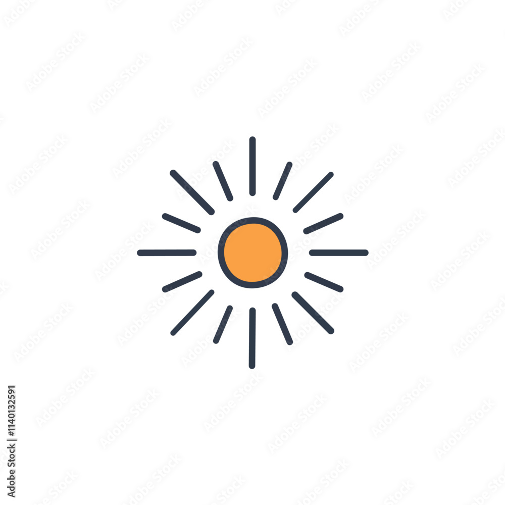 Sunny day icon. Bright sun symbol, evokes warmth, happiness, and summer. Perfect for weather apps. Sunny day icon. Bright sun symbol, evokes warmth, happiness, and summer. Perfect for weather apps.