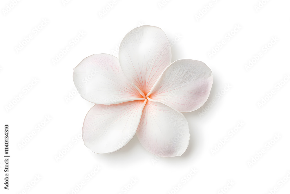 Fototapeta premium White frangipani flower top view isolated on white background