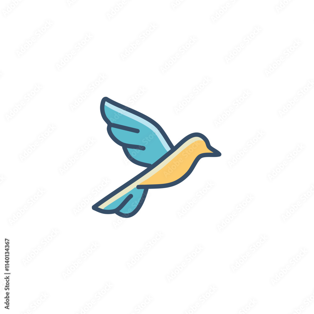 Obraz premium Flying bird icon design. Simple bird graphic; symbolizes freedom, hope, and peace. Perfect for logo or app.