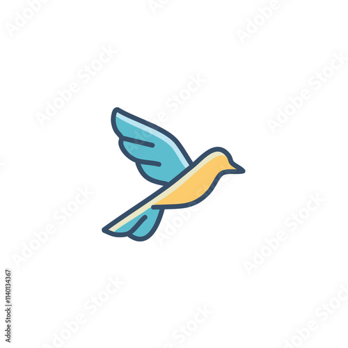 Flying bird icon design. Simple bird graphic; symbolizes freedom, hope, and peace.  Perfect for logo or app.