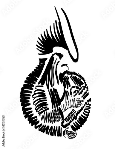 Musician playing jazz on tuba, freestyle abstract vector illustration