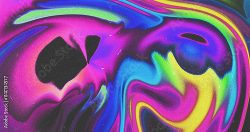 Dusted, scratched Holographic Abstract Multicolor Backgound, Trend Design Creative Blurred Glow. Dust, noise, grain, small dust artifacts. Suitable for overlays, posters, flyers, covers, banners, etc