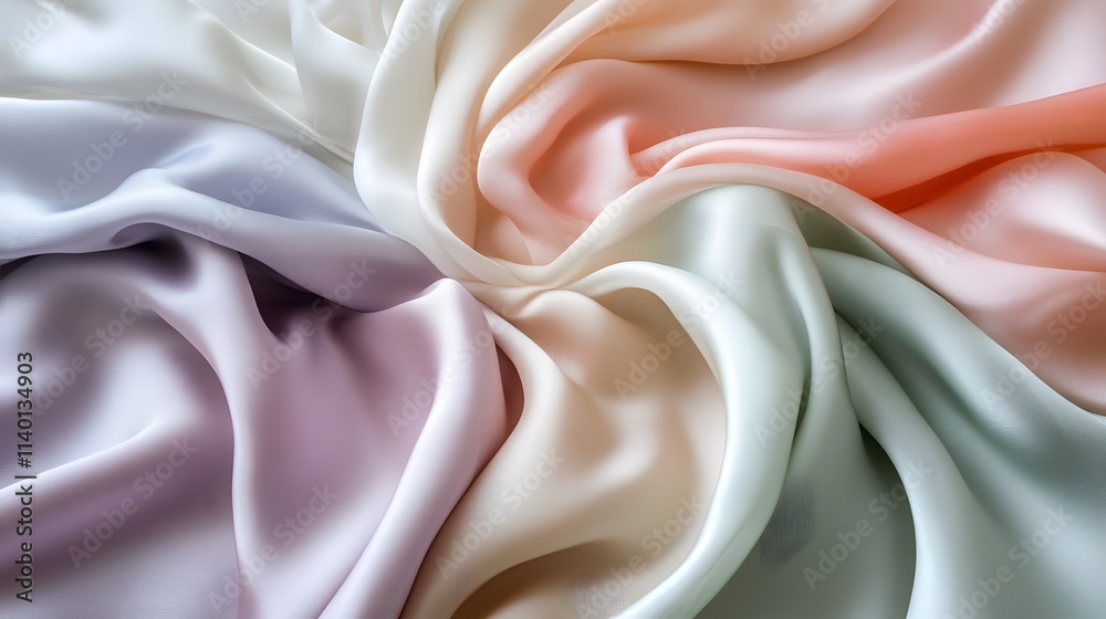 Fototapeta premium Flowing Silk Textures: Gentle Pastel Shifts in a Smooth Design