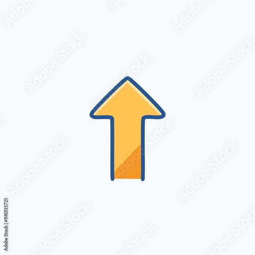 Upward arrow icon. Golden arrow pointing upwards; symbolizes growth, progress, and advancement.  Positive direction.